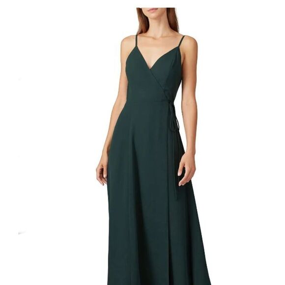 Fame & Partners Tilbury Dress Forest Green Wrap Maxi Adjustable Straps Size 0 - Picture 1 of 13